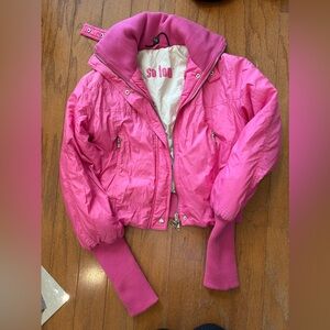 SOLOW Pink Cropped Puffer XS
